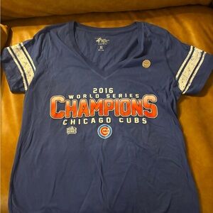 Chicago Cubs 2016 World Series Champions V- Neck T-Shirt Women's Size XL